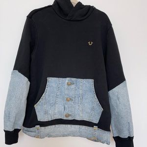 True Religion mixed media hoodie